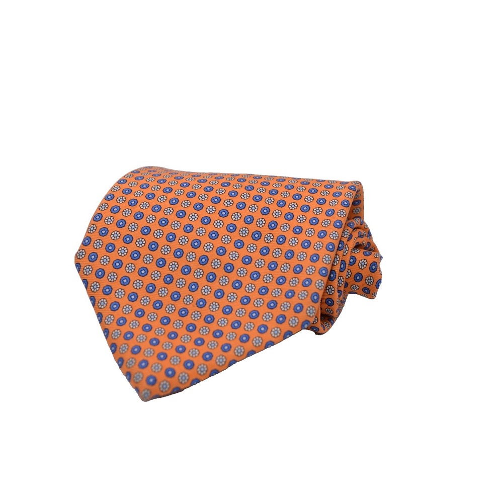 Brooks Brothers 346 Pure Silk Orange Geometric Made in USA